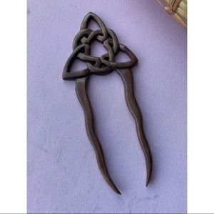 Gorgeous wood carved Celtic knot hair stick